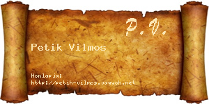 Petik Vilmos névjegykártya